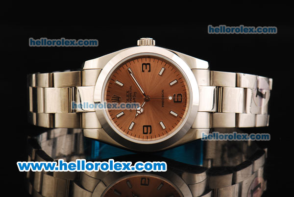 Rolex Air King Automatic Movement Full Steel with Rose Gold Dial and White Markers - Click Image to Close